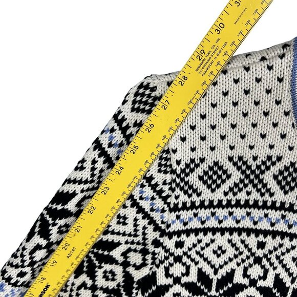 L.L. Bean Vintage Womens XL Nordic Fair Isle Thick Cardigan Fisherman Sweater - Picture 13 of 16